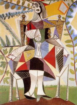 Pablo Picasso : seated woman in a garden
